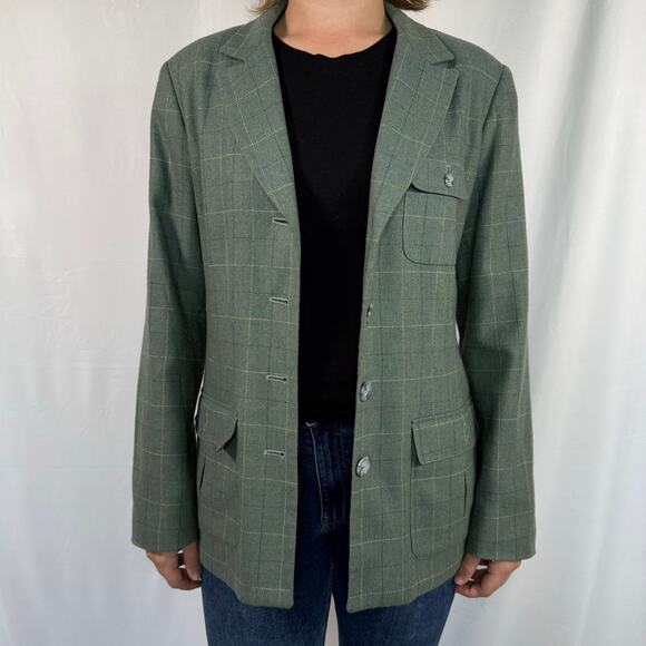 Vintage Liz Claiborne Lizsport Green Plaid Blazer Size Small - Picture 1 of 10